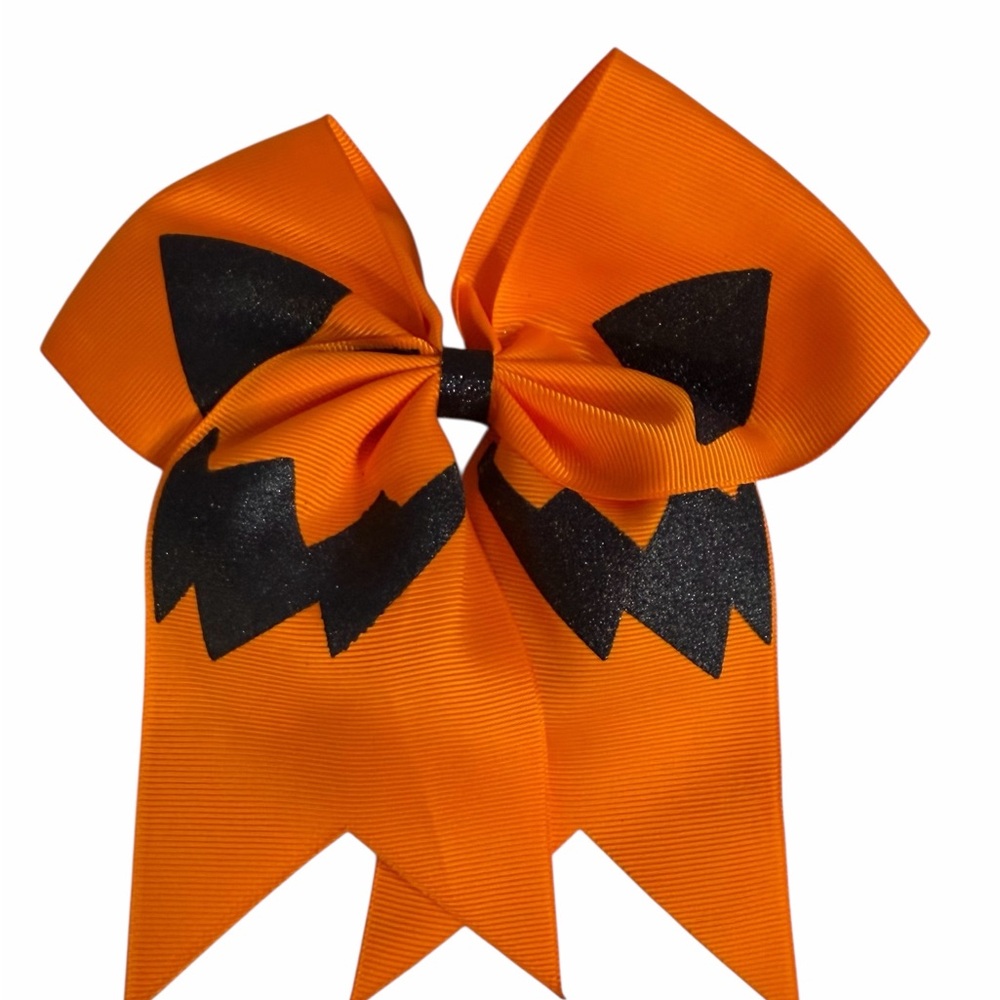 Orange & Black Halloween Jack-o’-lantern Cheer Bow